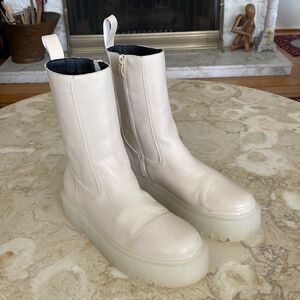 Shein Platform Boots Minimalist Blush Pink Faux Leather